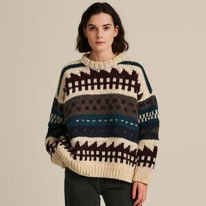 Vintage Earth Ragz Chunky Hand-Knit Wool Sweater